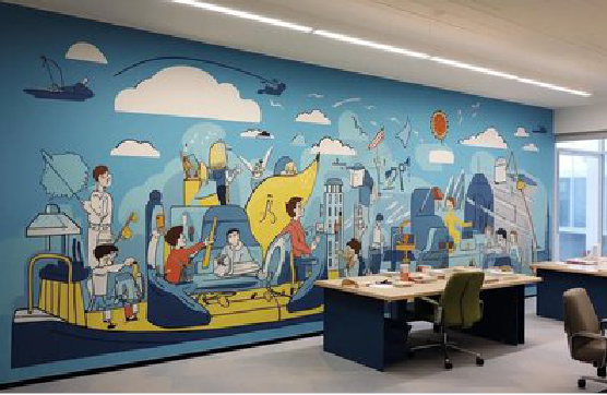 宁陕办公室墙绘的特点。