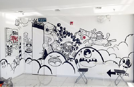 宁陕手绘墙并非传统涂鸦。